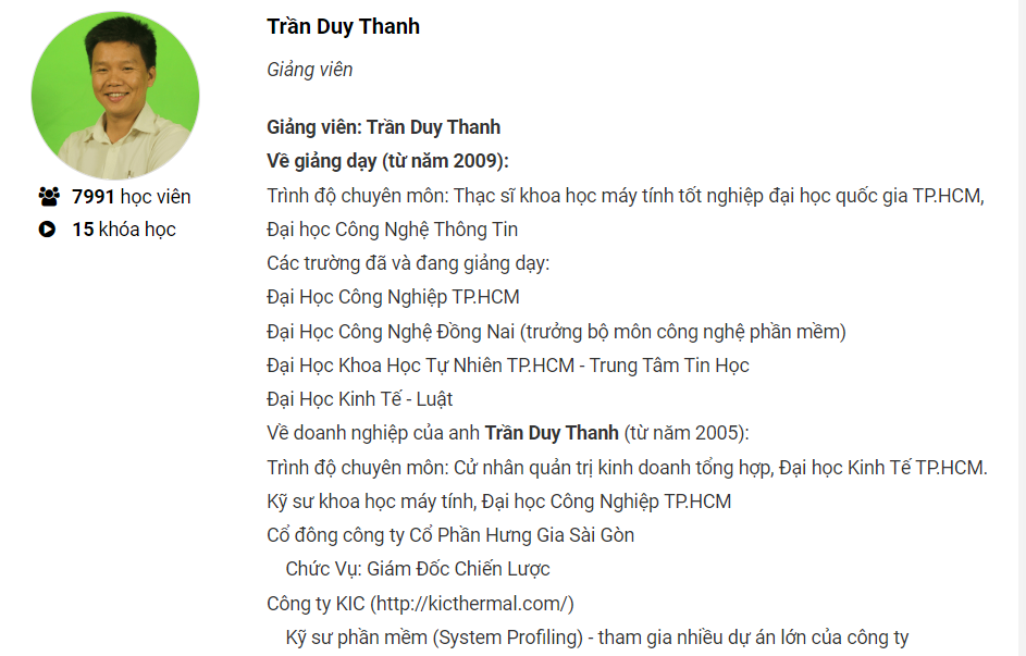 giảng viên Trần Duy Thanh